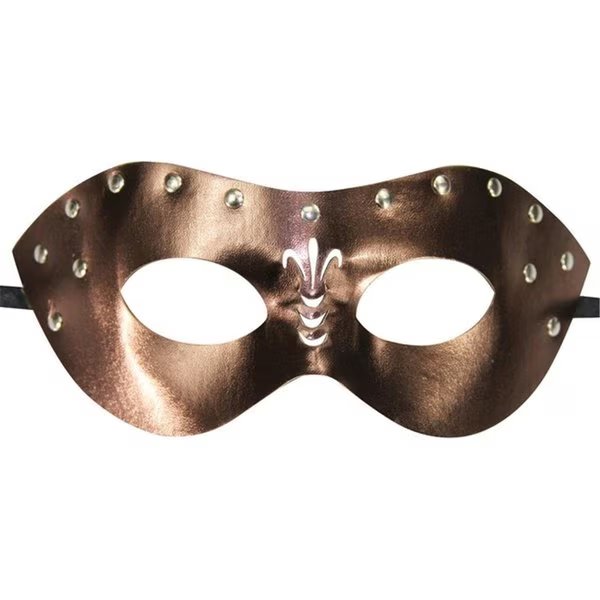 Bronze Faux Leather Masquerade Mask with Studs, Kayso, Mfr#: LTM004BR